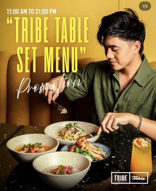 Guest enjoying the TRIBE Table Set Menu at TRIBE Living Bangkok Sukhumvit 39