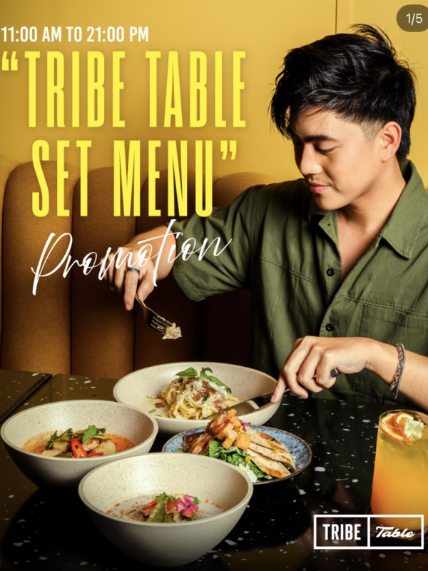 Guest enjoying the TRIBE Table Set Menu at TRIBE Living Bangkok Sukhumvit 39